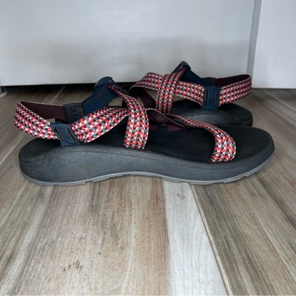 Chaco Z/Cloud Sandals Red White Blue Checkered Straps Navy Buckle Mens 12